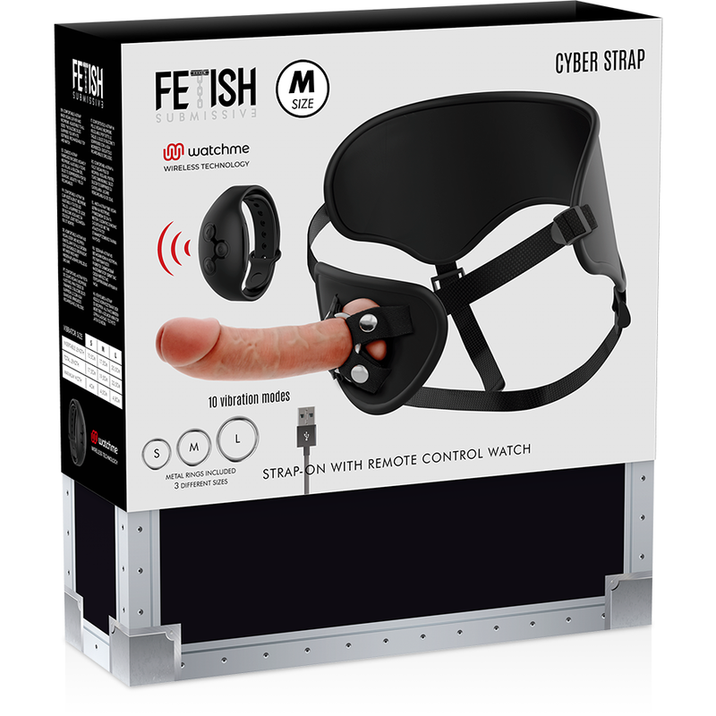 FETISH SUBMISSIVE CYBER STRAP – HARNAIS AVEC TÉLÉCOMMANDE DILDO WATCHME M TECHNOLOGIE
