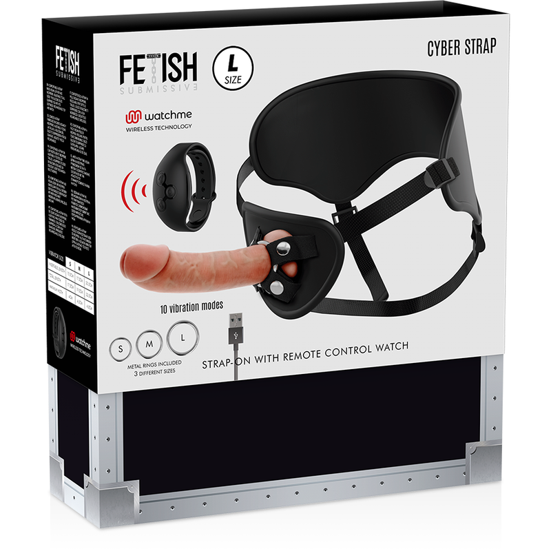 FETISH SUBMISSIVE CYBER STRAP – HARNAIS AVEC TÉLÉCOMMANDE DILDO WATCHME L TECHNOLOGIE