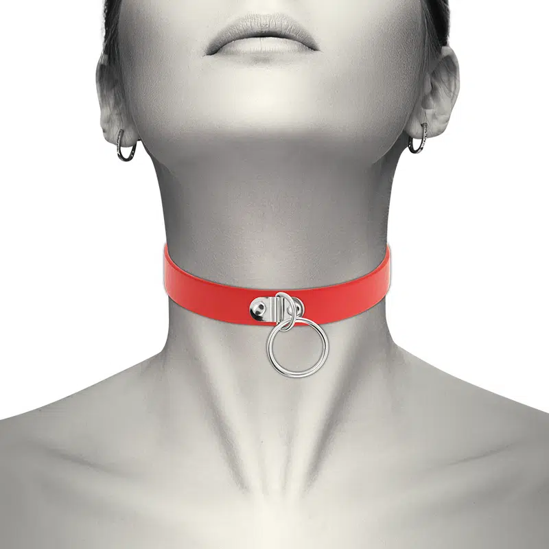 COQUETTE CHIC DESIRE - COLLIER CUIR VEGAN ROUGE FEMME ACCESSOIRE FÉTICHE – Image 2