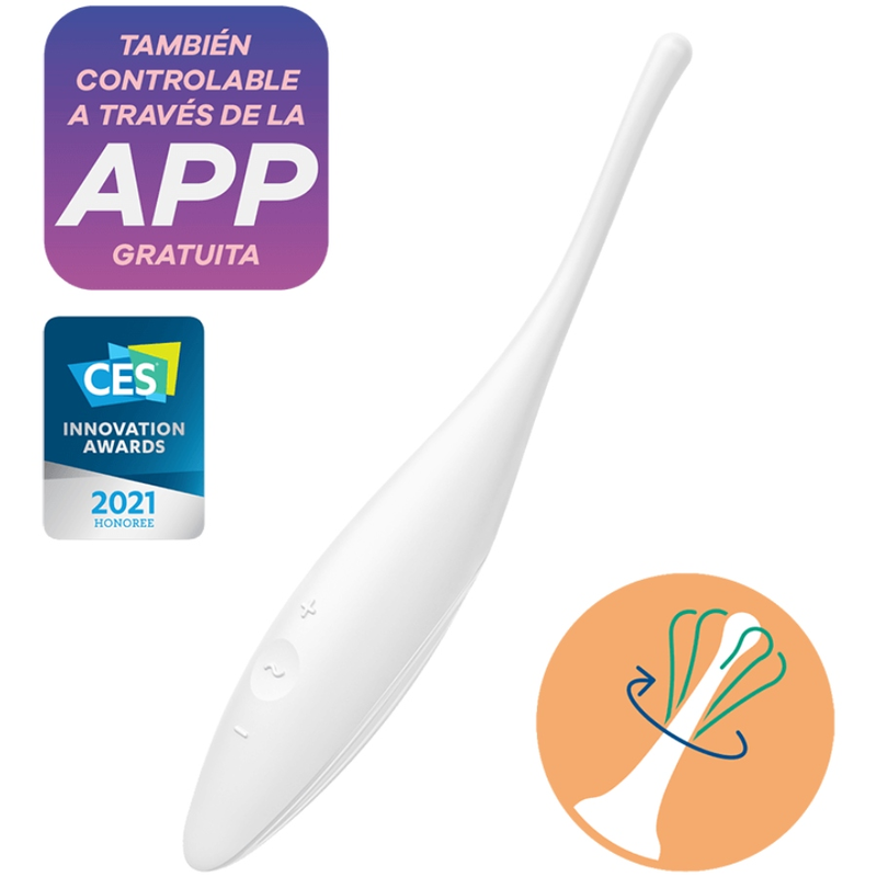 SATISFYER – VIBRATEUR  POINTE DE CLIT TWIRLING JOY BLANC