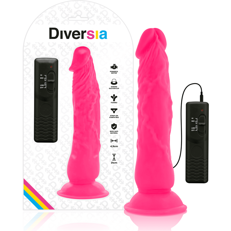 DIVERSIA – DILDO VIBRANT FLEXIBLE ROSE 21 CM -O- 4.9 CM