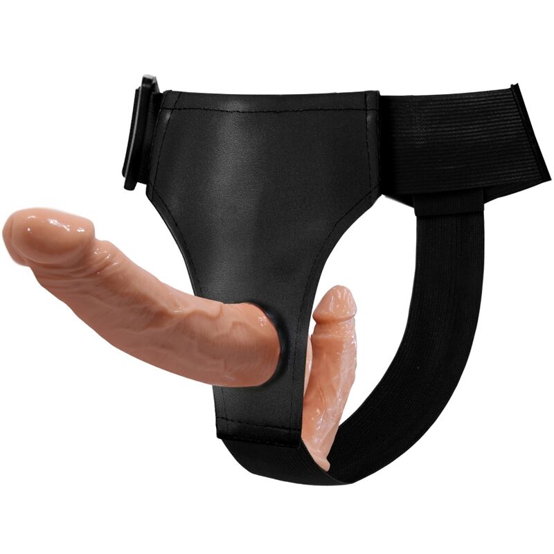 Gode Ceinture Noir Double Ultra Passionnée avec Harnais