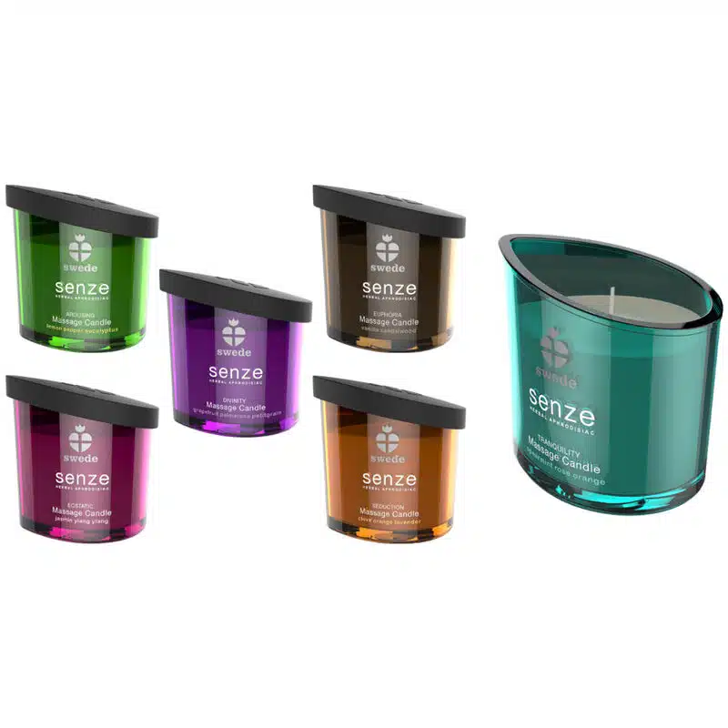 SWEDE - BOUGIE DE MASSAGE SWEEDE SENZE TRANQUILITY MENTHE VERTE, ROSE, ORANGE – Image 2