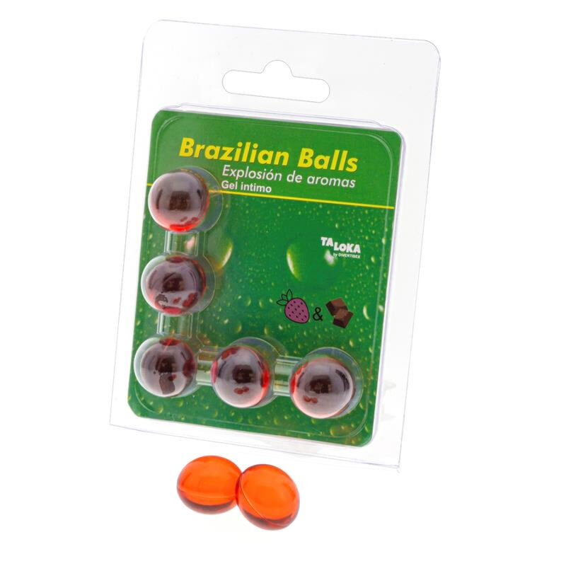 TALOKA – 5 BOULES BRÉSILIENNES GEL INTIME FRAISE  CHOCOLAT