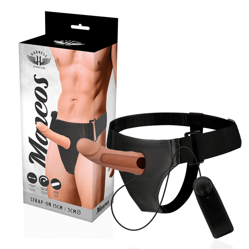 HARNESS ATTRACTION – RNES CADRES CREUX AVEC VIBRATEUR 15 CM -O- 5 CM