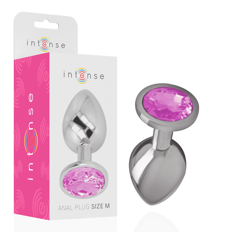 Plug Anal Taille M en Métal Aluminium avec Cristal Rose