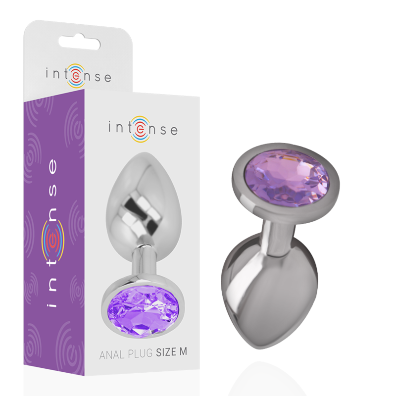 INTENSE – PLUG ANAL EN MÉTAL ALUMINIUM AVEC CRISTAL VIOLET TAILLE M