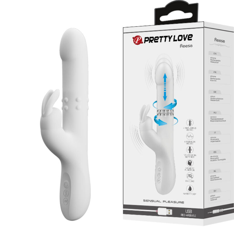 PRETTY LOVE – VIBRATEUR REESE AVEC ROTATION ARGENTÉE