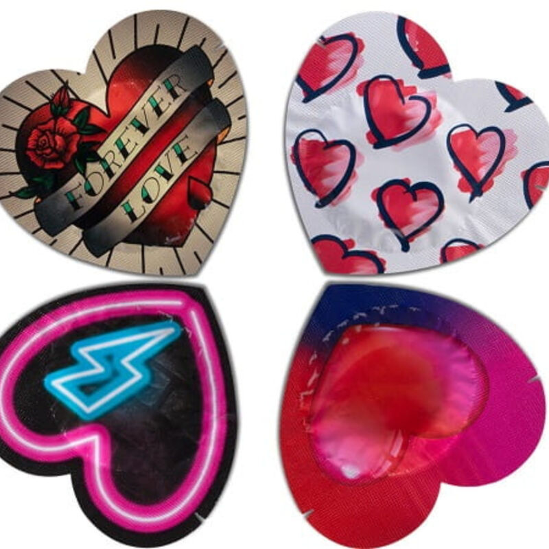 PASANTE – PRÉSERVATIFS FORME COEUR ROUGE SAC 144 UNITÉS