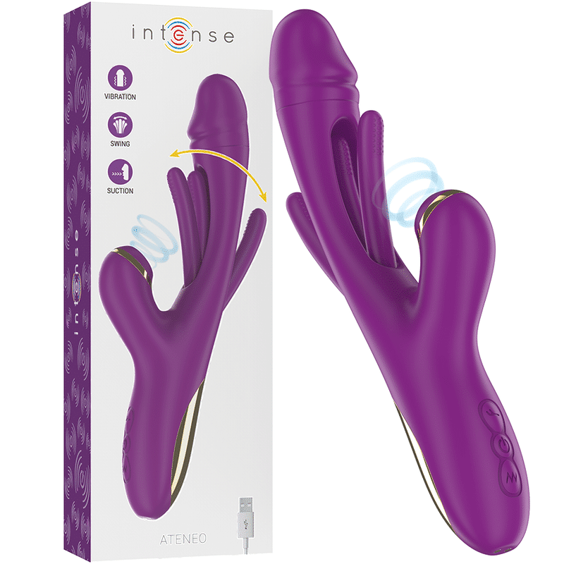 INTENSE – ATENEO VIBRATEUR MULTIFONCTION RECHARGEABLE 7 VIBRATIONS AVEC LANGUE OSCILLANTE ET SUCER VIOLET