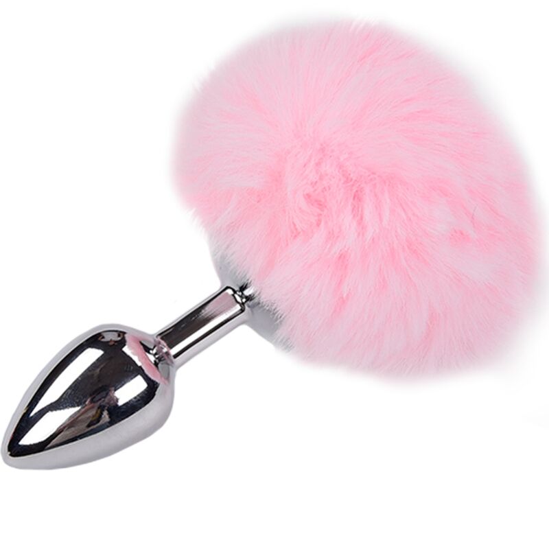 ALIVE – PLUG DE PLAISIR ANAL LISSE MÉTAL FLUFFY ROSE TAILLE S