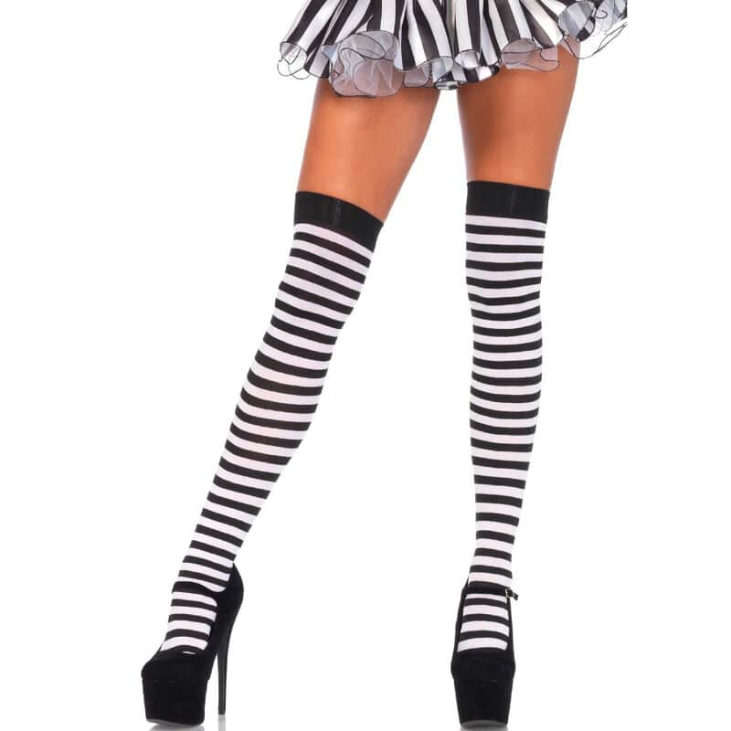 LEG AVENUE – CHAUSSETTES HAUTE RAYÉES NOIR/BLANC