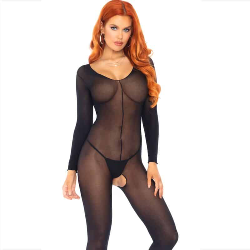 LEG AVENUE – BODYSTOCKING MANCHES LONGUES NOIR
