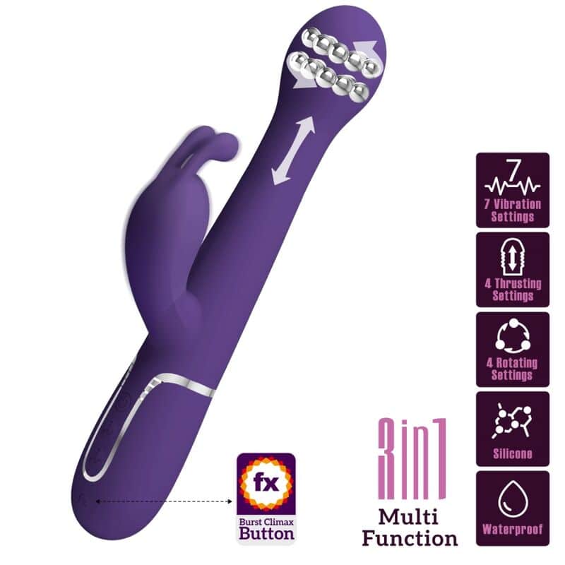 PRETTY LOVE – DEJON VIBRATEUR RABBIT 3 EN 1 MULTIFONCTION VIOLET