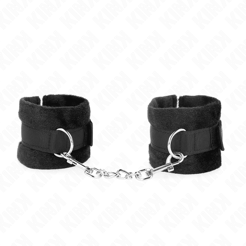 KINK – MANCHETTES DÉBUTANT EN FOURRURE NOIR 30 X 7 CM