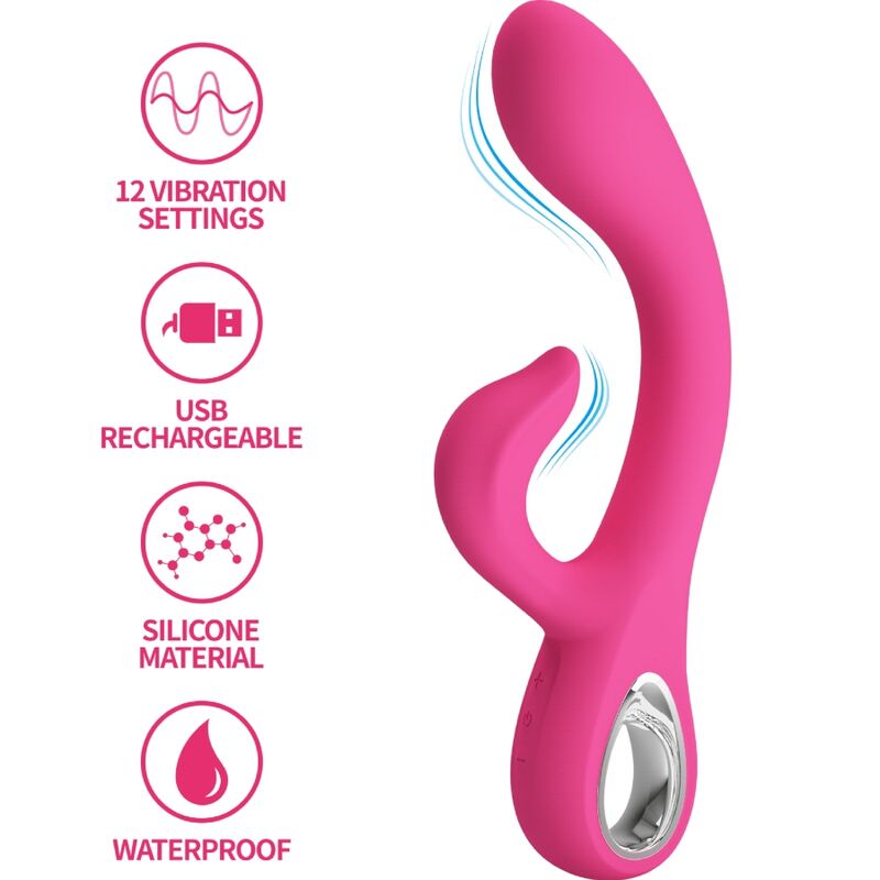 PRETTY LOVE – VIBRATEUR FRITZ RABBIT 12 VIBRATIONS ROSE