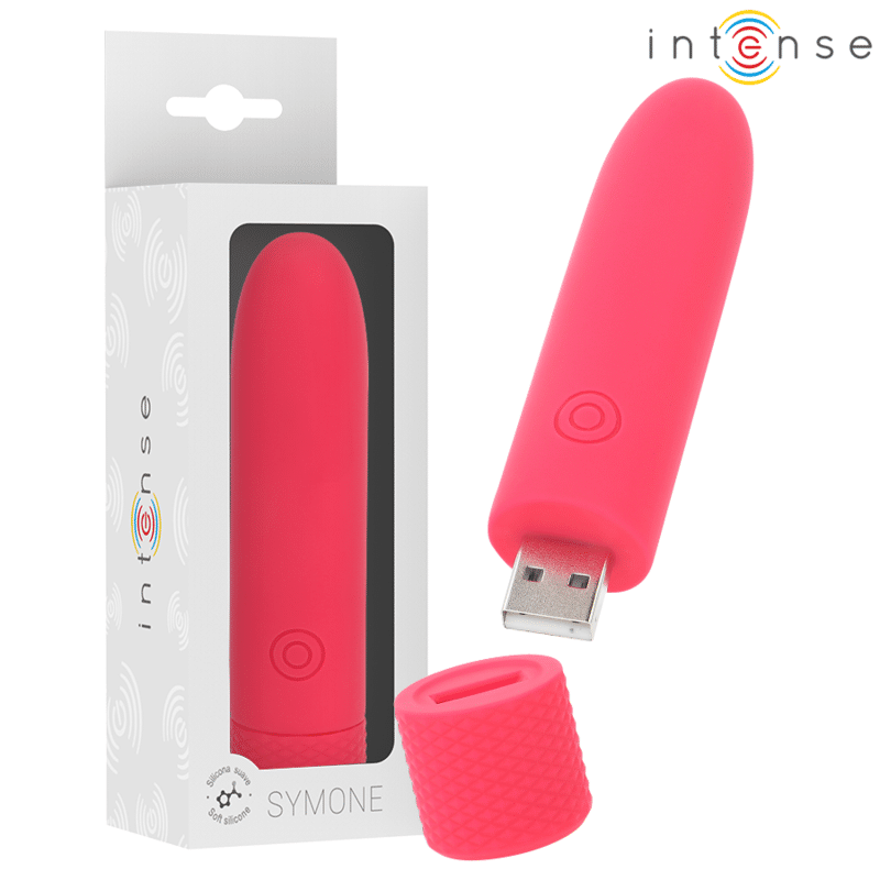 INTENSE – SYMONE BULLET VIBRANT RECHARGEABLE USB 8 VIBRATIONS ROUGE 10 X 2,2 CM