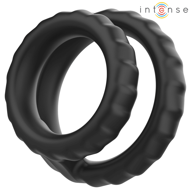 INTENSE – DEWEY ANNEAU PÉNIS DOUBLE SILICONE NOIR MODÈLE 2