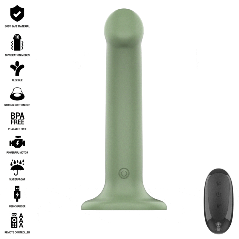 INTENSE – BECCA VIBRATEUR AVEC VENTOUSE 10 VIBRATIONS TÉLÉCOMMANDE VERTE