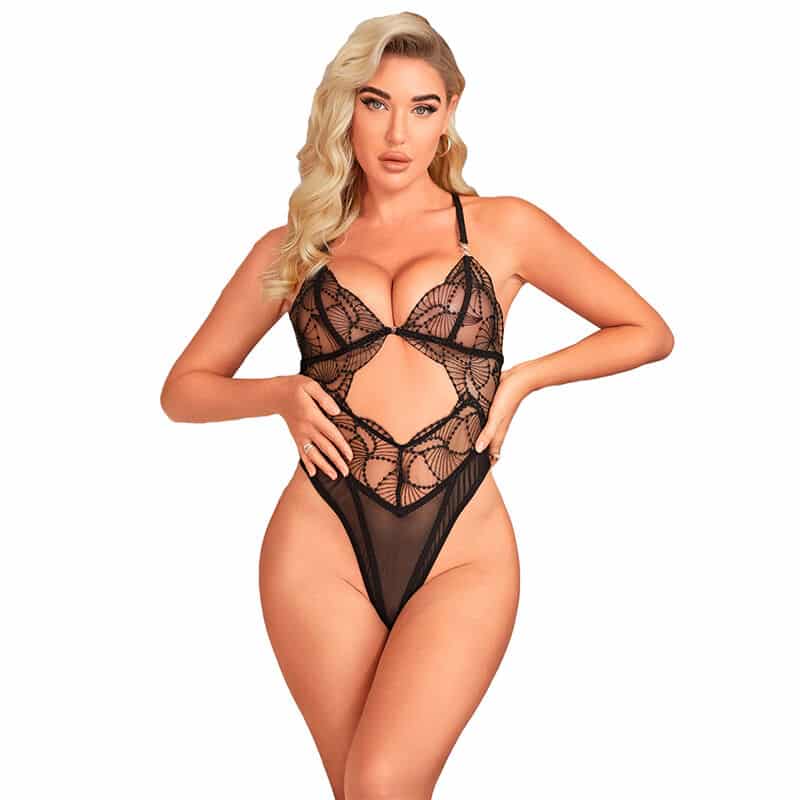 SUBBLIME – 955212 BODY TRANSPARENT AVEC DENTELLE CREUSE NOIRE S/M
