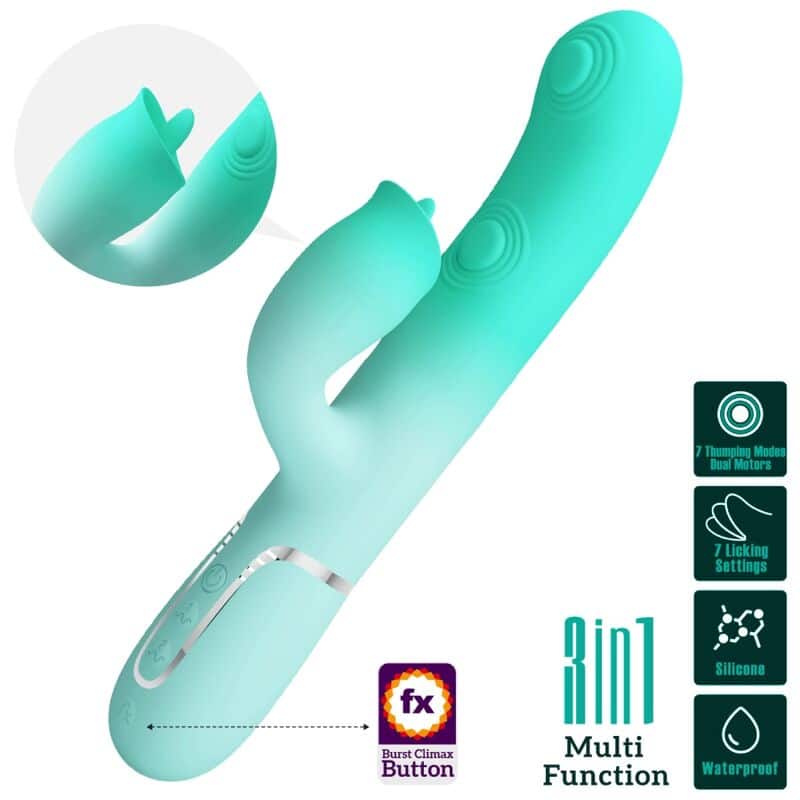 PRETTY LOVE – VIBRATEUR LAPIN MULTIFONCTION GIGI VERT AQUA