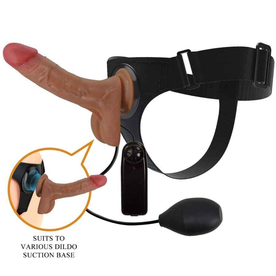PRETTY LOVE – SLIP HARNAIS UNIVERSEL AVEC GODE VIBRANT ET SQUIRTING 15,5 CM MULATO