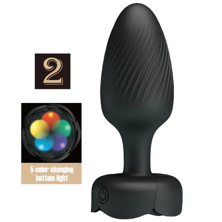 PRETTY LOVE - PLUG ANAL VARIAN AVEC LUMIÈRE LED NOIR 10,8 CM – Image 4