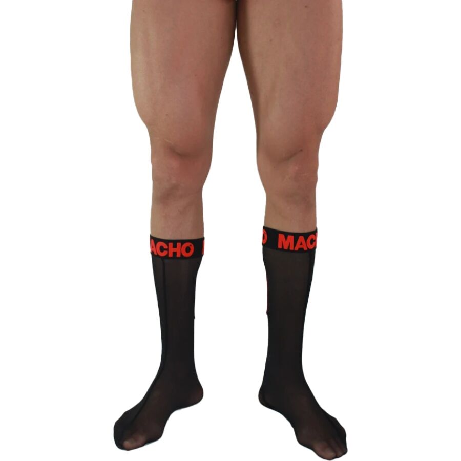 MACHO – CHAUSSETTES FINES TAILLE UNIQUE NOIR/ROUGE