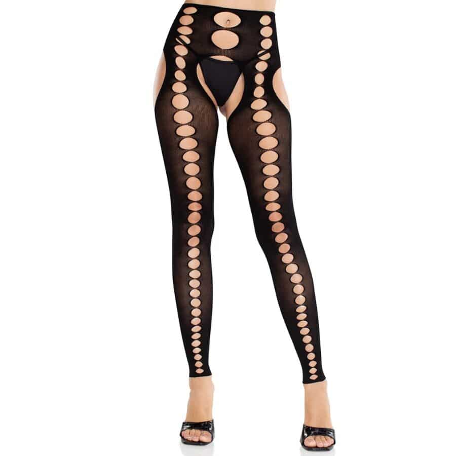LEG AVENUE – BAS OPAQUES SANS COUTURE ET SANS BRETELLES NOIRS