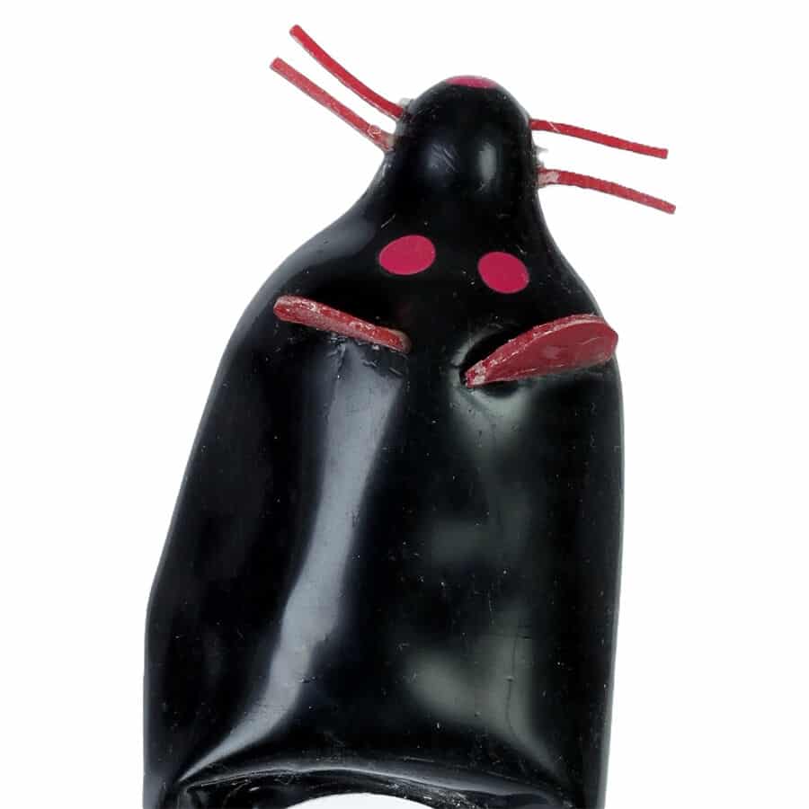 CONDOMERIE – PRÉSERVATIFS FANTAISIE PEINTS À LA MAIN SOURIS NOIRE