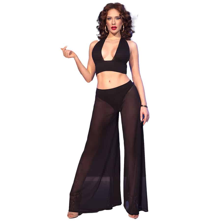 CHILIROSE – CR 4857 ENSEMBLE HAUT ET PANTALON NOIR TAILLE S
