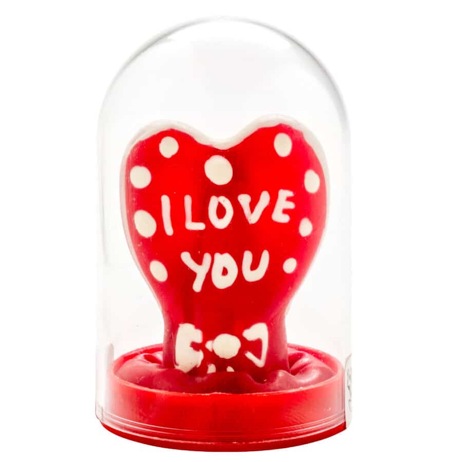 CONDOMERIE – PRÉSERVATIFS FANTAISIE PEINTS À LA MAIN EN FORME DE CŒUR – JE T’AIME MODÈLE 1