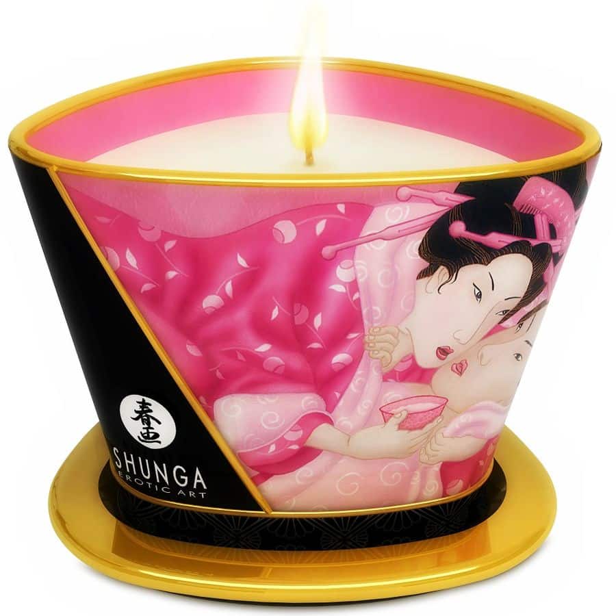 SHUNGA – MINI CARESSE À LA CHANDELLE BOUGIE DE MASSAGE ROSES APHRODISIAQUES 170 ML