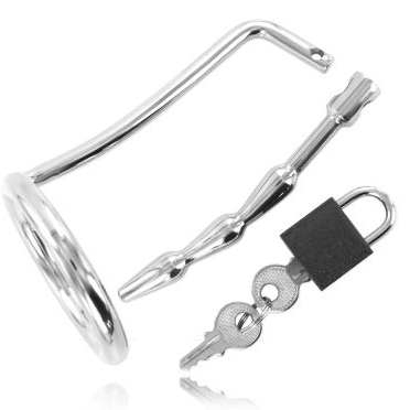 METAL HARD – ANNEAU DE TESTICULE AVEC BOUCHON DE CHASTETÉ URÉTRAL