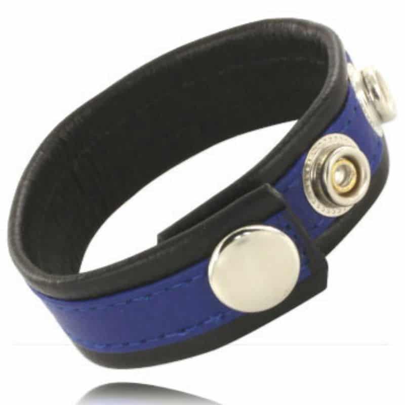 LEATHER BODY – BITE ET SANGLE  BALLES AVEC PRESSIONS – NOIR ET BLEU