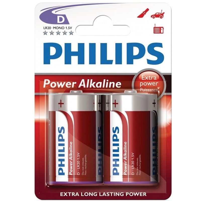 PHILIPS – BLISTER POWER ALCALINE PILA D LR20 * 2